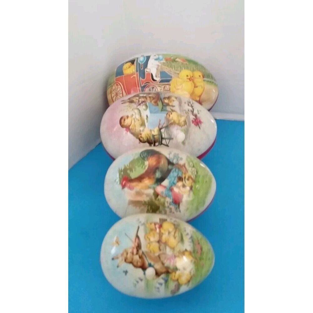 Vintage Germany Nestler Mache Paper Easter Egg Candy Containers 4pcs‎